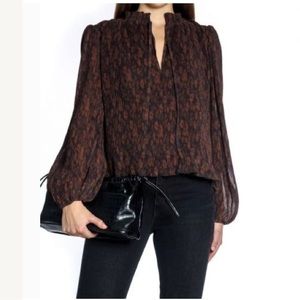 GANNI Printed Georgette Pleated Blouse size 36eu/Small